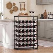 Wine Rack for 30 Bottles with Compact Storage and Secure Wave Slots Rustic Brown Black Homcom