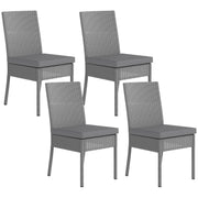 Set of Four Dark Grey Armless Rattan Garden Chairs With Cushions Weather Resistant by Outsunny