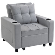 3 in 1 Convertible Single Sofa Chair Bed Ideal for Guest Rooms and Small Spaces Light Grey