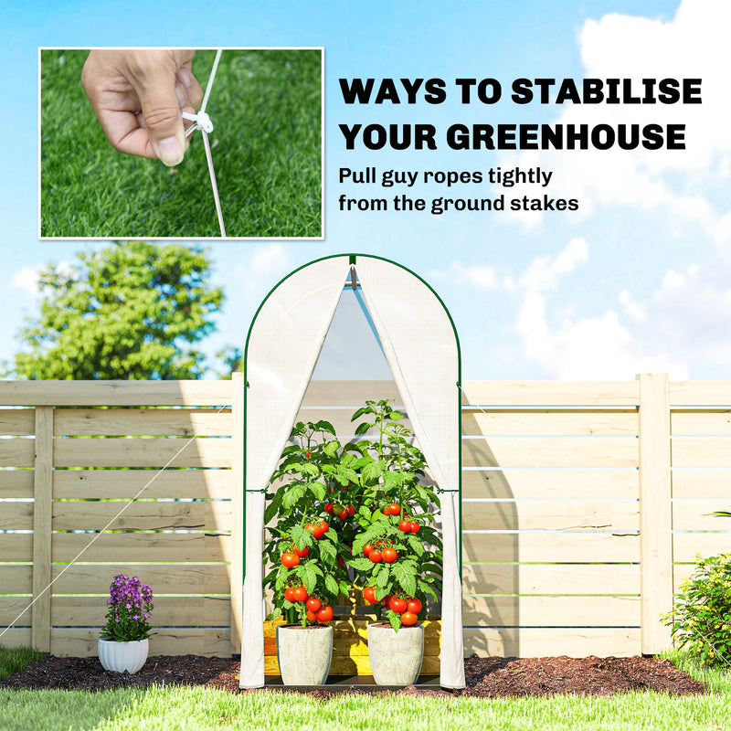 Portable Mini Greenhouse With Roll Up Door Ideal For Small Gardens And Patios White AOSOM