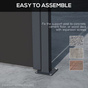 Black Retractable Side Awning Privacy Screen 400x160cm For Garden Balcony Or Hot Tub