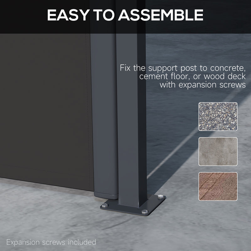 Black Retractable Side Awning Privacy Screen 400x160cm For Garden Balcony Or Hot Tub