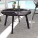 Black Round Garden Coffee Table 70cm with Metal Frame and Non Slip Feet by Outsunny