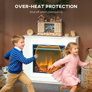 Electric Fireplace with Remote Timer and 12 Colour Flame for Living Room Heating White