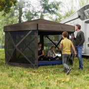 Brown 3m Hexagon Pop Up Gazebo with 5 Sides Waterproof UV Resistant by Outsunny
