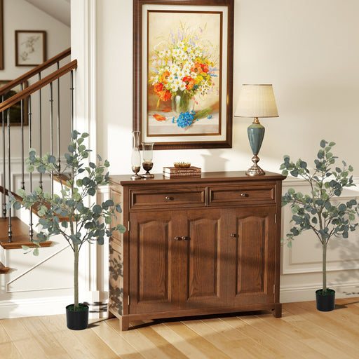 Set of 2 Artificial Eucalyptus Trees 4ft Tall with Potted Silver Leaves