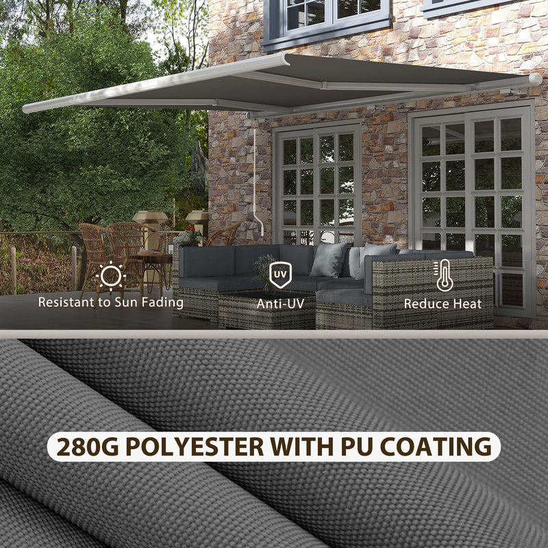 Grey 4x3m Retractable Electric Manual Awning With LED Lights And Remote For Patio