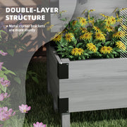2 Tier Wooden Raised Garden Planter With Trellis For Vegetables Herbs And Flowers Grey Outsunny