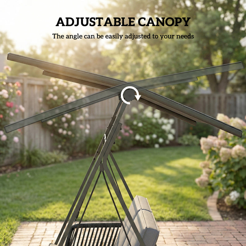 2 Seater Garden Swing Chair with Cushions and Adjustable Canopy for Shaded Relaxation Dark Grey Outsunny