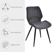 Set of 2 PU Leather Dining Chairs with Padded Seats and Steel Frame for Kitchen Grey