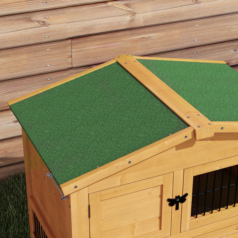 Wooden Rabbit Hutch With Spacious Outdoor Run Ideal For Gardens Or Patios Yellow