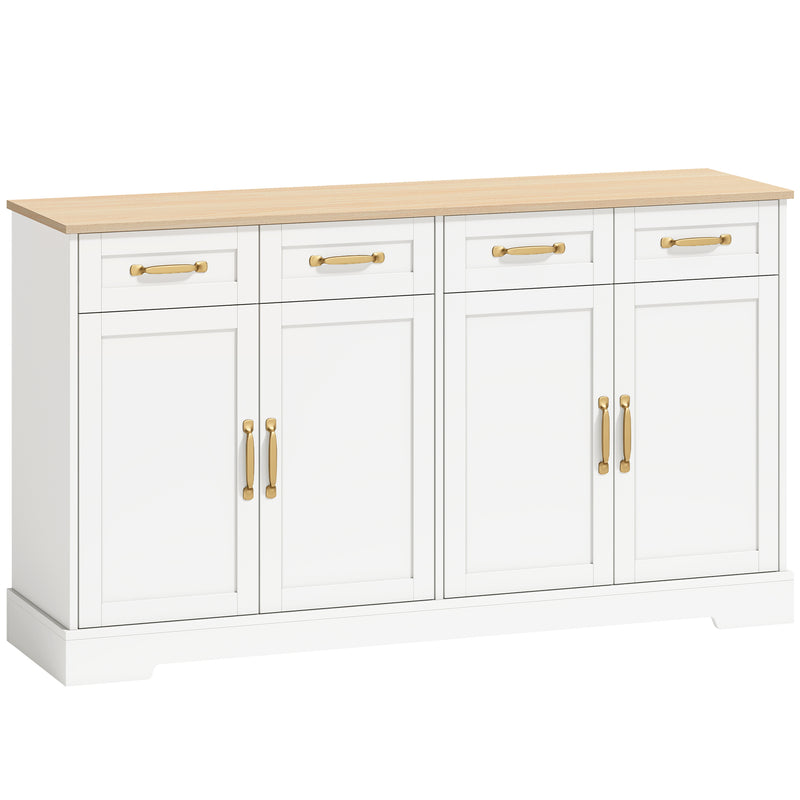 Sideboard Storage Cabinet with Adjustable Shelves for Organised Kitchen or Dining Room White Oak