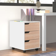 Oak 3 Drawer Mobile Filing Cabinet with Wheels for Home Office Organisation