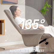 Beige Velvet Swivel Recliner Chair with Footstool for Lounge or Office with Steel Base