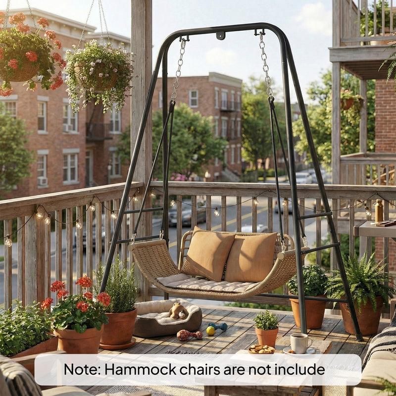 Hammock Chair Stand for Indoor or Outdoor Relaxation with Adjustable Height Black AOSOM