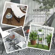 Blue Mosaic Garden Table 35.5 cm Round Ceramic Tile Top with Shelf for Patio Balcony Indoor by Outsunny