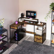 L Shaped Industrial Style Multi Work Desk For Home Office by HOMCOM