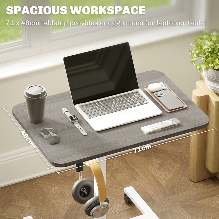 White Grey Manual Adjustable Sit to Stand Desk 75-115cm by HOMCOM