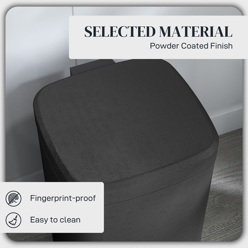 Black 20L Modern Metal Kitchen Bin With Boxy Design by HOMCOM