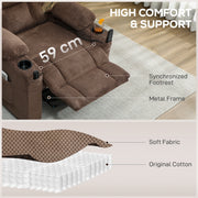 Electric Recliner Armchair With Heat Vibration USB and Cup Holders For Home Use Brown AOSOM