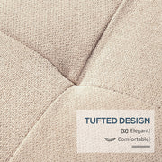 Linen Storage Ottoman Bench With Padded Seat and Hinged Lid For Bedroom Use, Beige