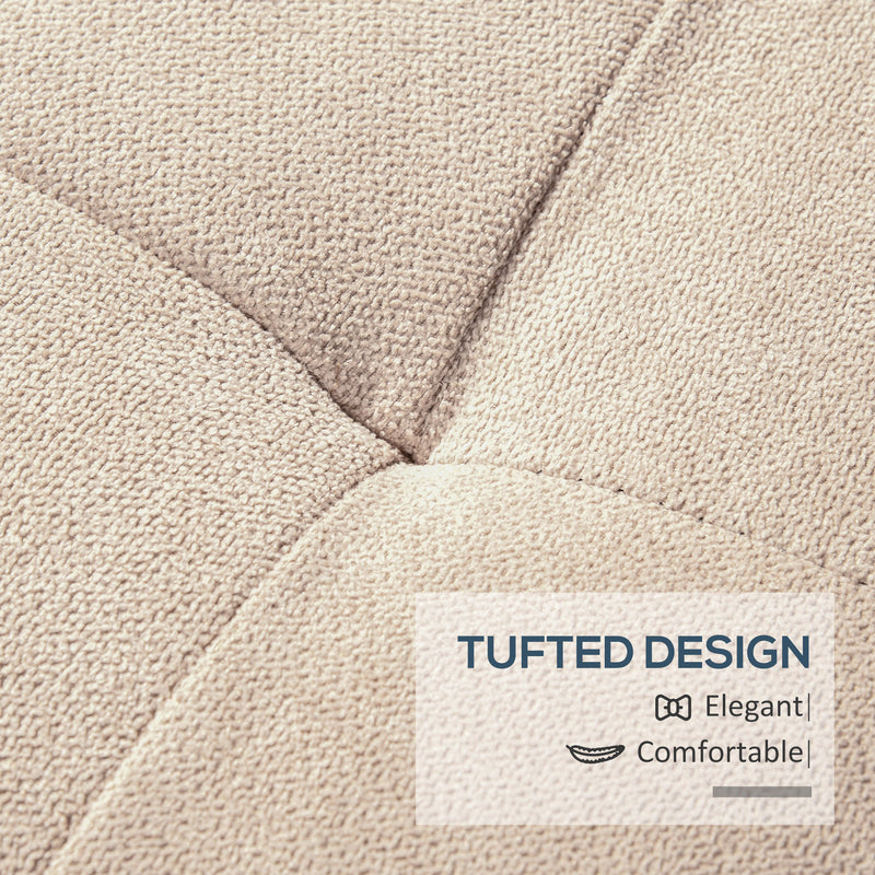 Linen Storage Ottoman Bench With Padded Seat and Hinged Lid For Bedroom Use, Beige