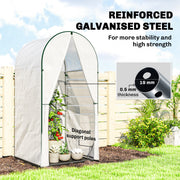 Portable Mini Greenhouse With Roll Up Door Ideal For Small Gardens And Patios White AOSOM