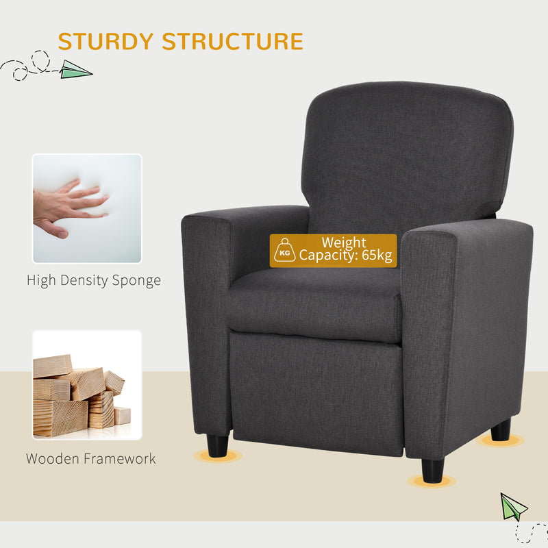 Kids 2 in 1 Armchair Sofa With Footrest Ideal for Playroom or Bedroom Use, Grey