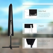 Black Garden Parasol Cover Weatherproof Outdoor Umbrella Protector With Rod and Zipper by Outsunny