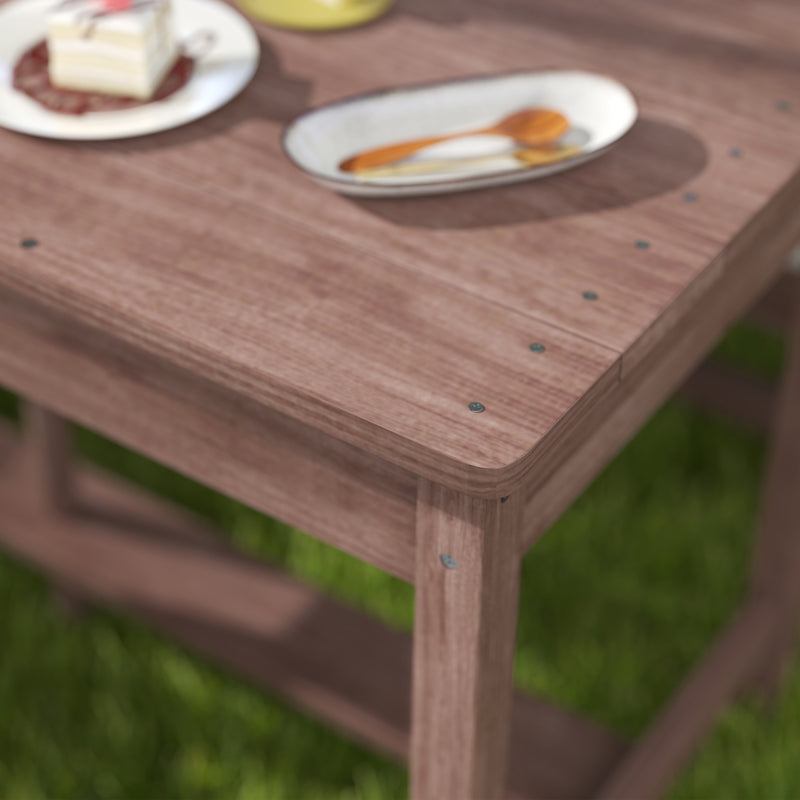 Kids Garden Table and Bench Set with Cushions and Removable Umbrella for Outdoor Play Navy Blue