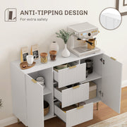 White Sideboard Buffet Cabinet with 3 Drawers and Adjustable Shelves by HOMCOM