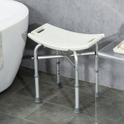 Height Adjustable Aluminium Shower Stool With Padded Seat And Holder For Seniors, White