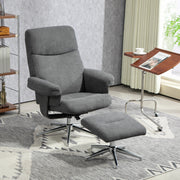 Recliner Chair With Ottoman for Home and Office, Dark Grey Velvet Feel by HOMCOM