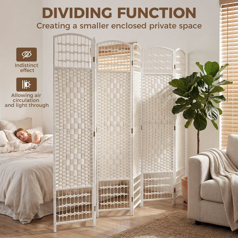 6 Panel Folding Room Divider for Instant Privacy and Flexible Space Separation White