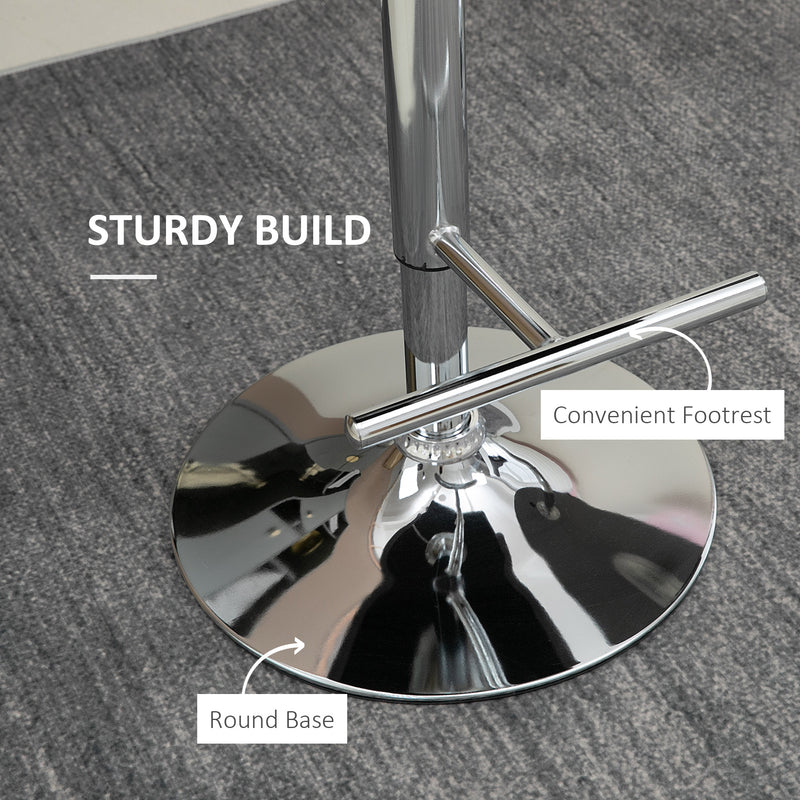 Set of 2 Adjustable Swivel Bar Stools with Tufted Back and Footrest for Home Bar Grey