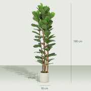 180cm Artificial Fiddle Leaf Fig Tree Decorative Indoor Plant for Home or Office Green