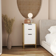 White Industrial 3 Drawer Chest of Drawers with Metal Frame for Bedroom and Living Room by HOMCOM