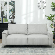 Light Grey Three Seater Corduroy Sofa Comfortable Modern Design by HOMCOM
