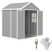 6 x 5ft Garden Shed Plastic Storage with Window, Floor, Lockable Doors, and Vents Dark Grey by Outsunny