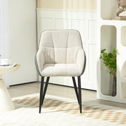 Cream White Upholstered Dining Chair with Chenille Front and PU Back by HOMCOM