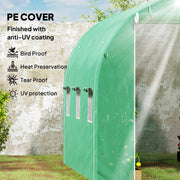 Large Steel Frame Polytunnel Greenhouse With Roll Up Door For Garden Growing Green AOSOM