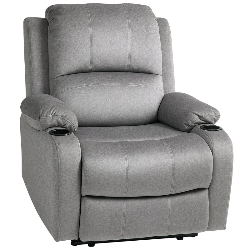 Grey Microfibre Manual Reclining Armchair With Footrest by HOMCOM