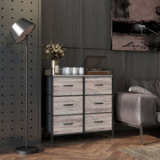 Rustic Storage Chest with Six Fabric Drawers Ideal for Bedroom or Hallway Grey Wood Effect