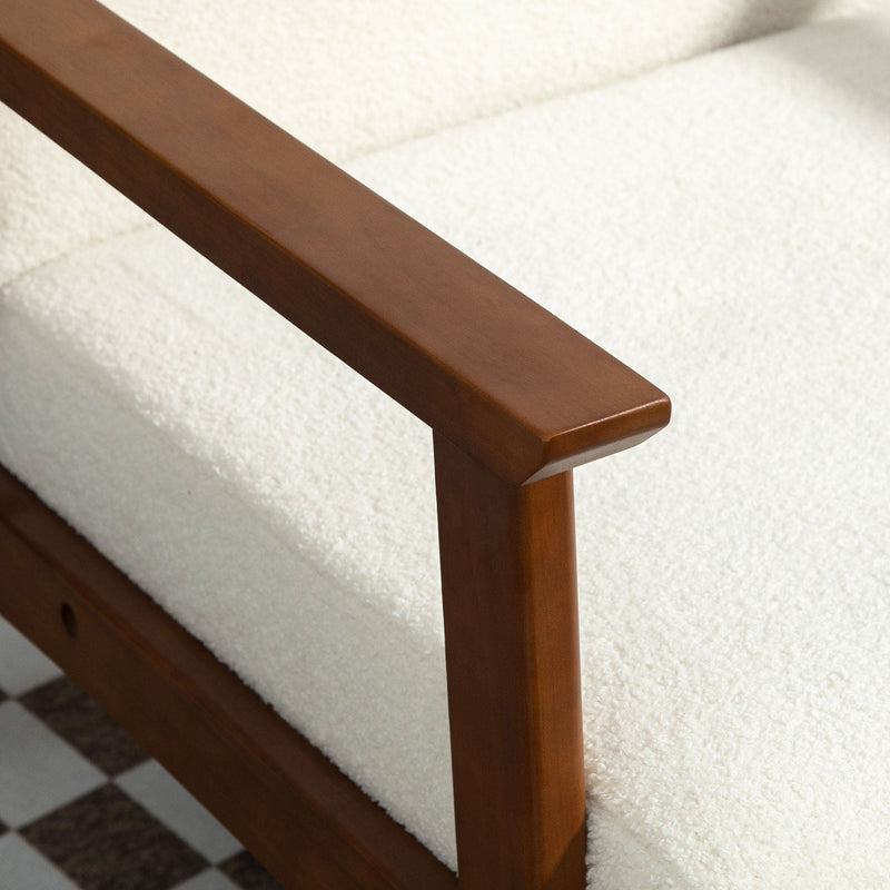 Homcom Boucle Seat Mid Century Accent Chair in White - Stylish and Comfortable by Homcom Homcom