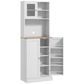 White Kitchen Pantry Cabinet with Microwave Shelf & Adjustable Shelves 60 × 35 × 169cm Homcom