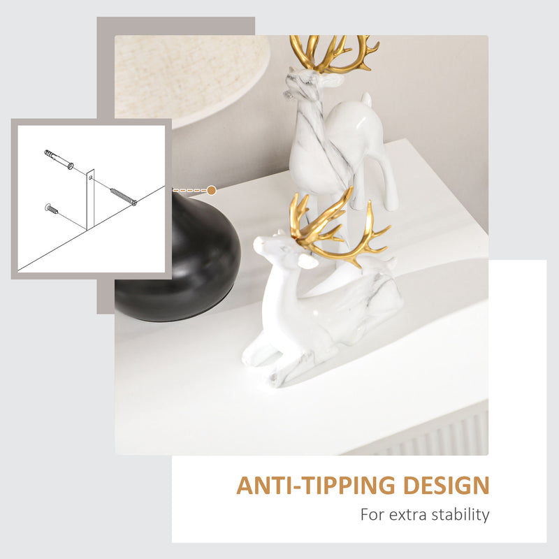 White and Gold Chest of 3 Drawers Elegant Bedroom Storage by HOMCOM