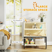 Wooden Indoor Hamster Cage with Storage Shelf Wheels Ramps Water Bottle Hut and Seesaws by PawHut