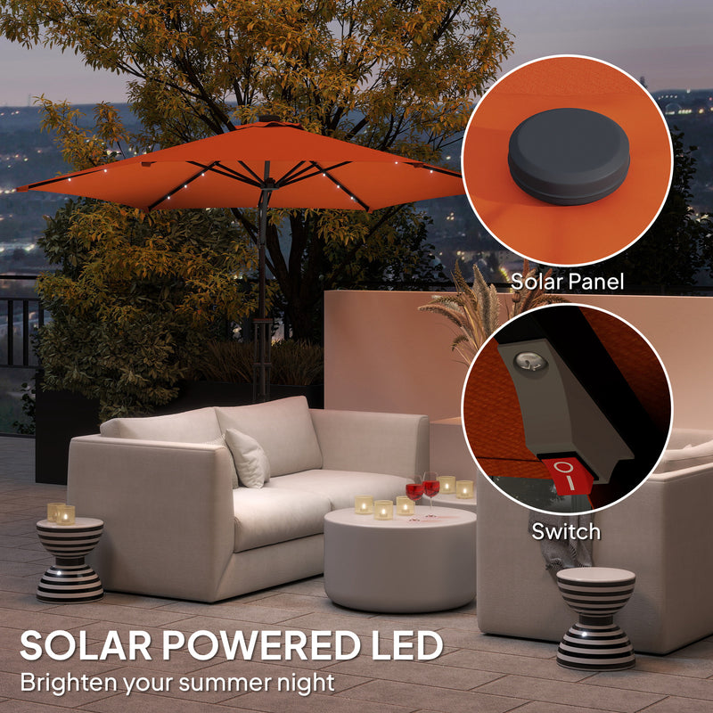 Orange 3m Cantilever Garden Parasol with Solar LED Lights for Patio and Decking by Outsunny