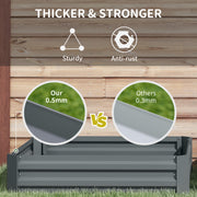 Set of 2 Dark Grey Raised Metal Garden Beds 291L Each For Flowers and Vegetables