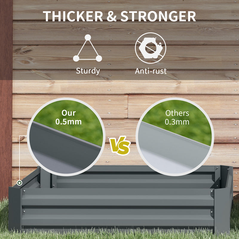 Set of 2 Dark Grey Raised Metal Garden Beds 291L Each For Flowers and Vegetables